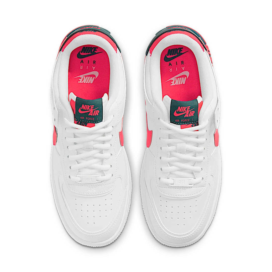 Nike Air Force 1 Low Shadow White Solar Red, White/Solar Red/White/Dark Teal Green (DB3902-100)
