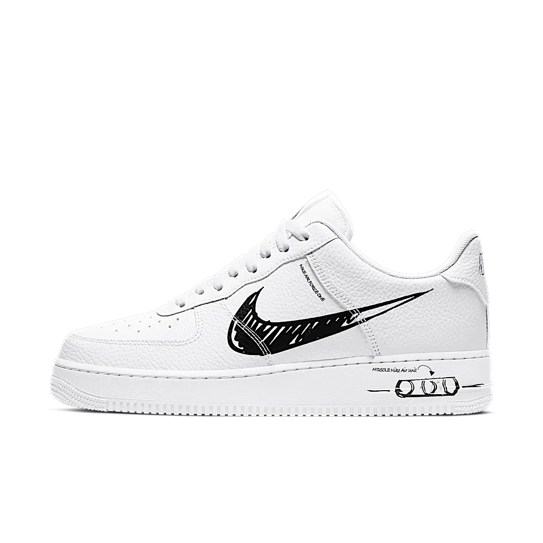 Nike Air Force 1 Low Sketch White Black, White/Black-White (CW7581-101)