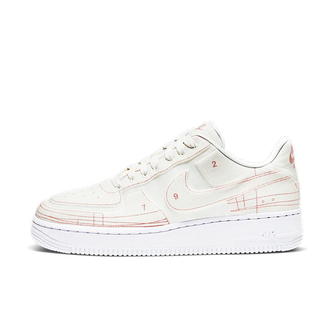 Nike Air Force 1 Low '07 LX Blueprint Summit White, Summit White/Summit White-University Red (CI3445-100)
