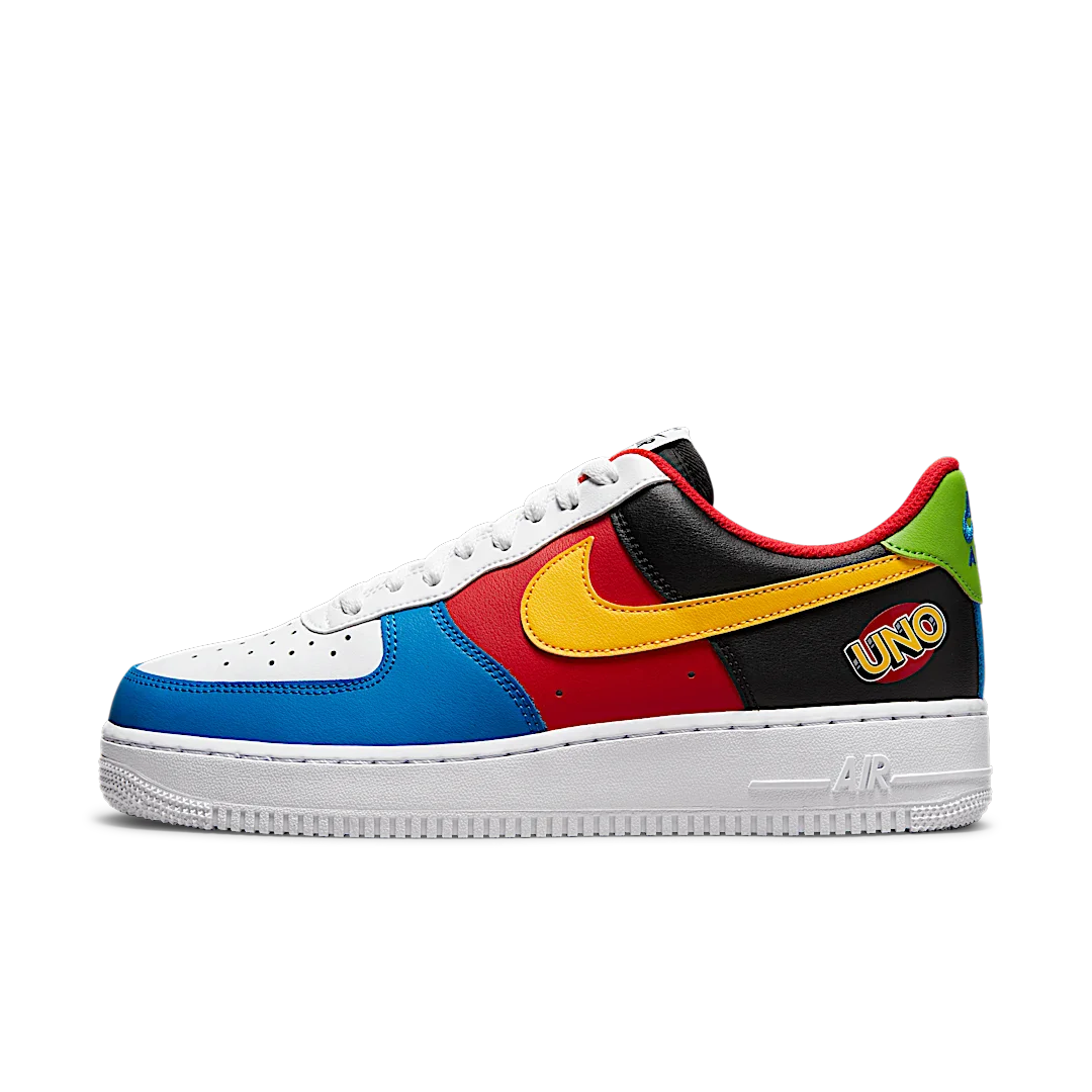 Nike Air Force 1 Low '07 QS Uno, White/Yellow Zest-University Red (DC8887-100 / DO6634-100)