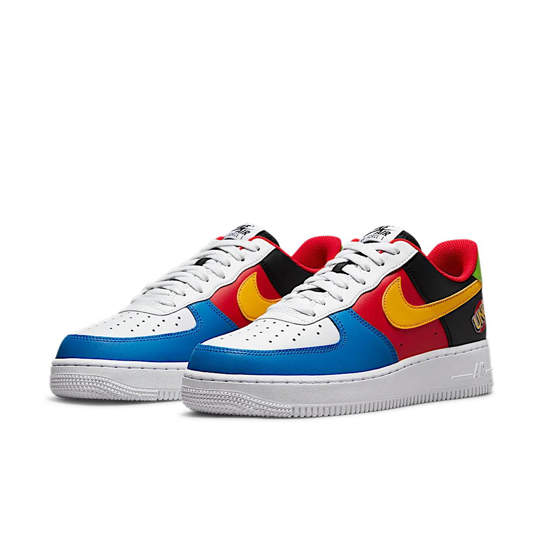 Nike Air Force 1 Low '07 QS Uno, White/Yellow Zest-University Red (DC8887-100 / DO6634-100)