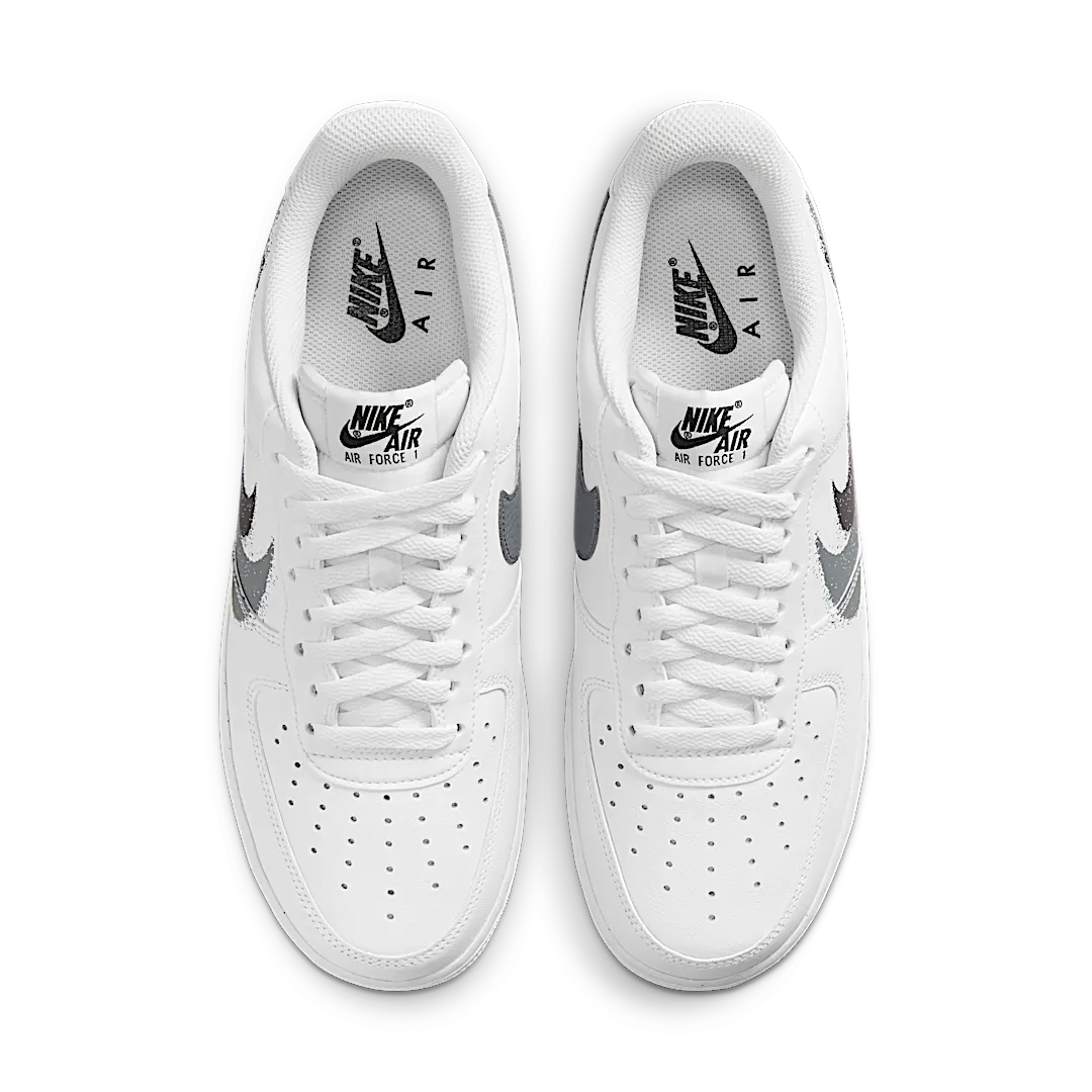 Nike Air Force 1 Low '07 Spray Paint Swoosh White Black Grey, White/Black-Cool Grey (FD0660-100)