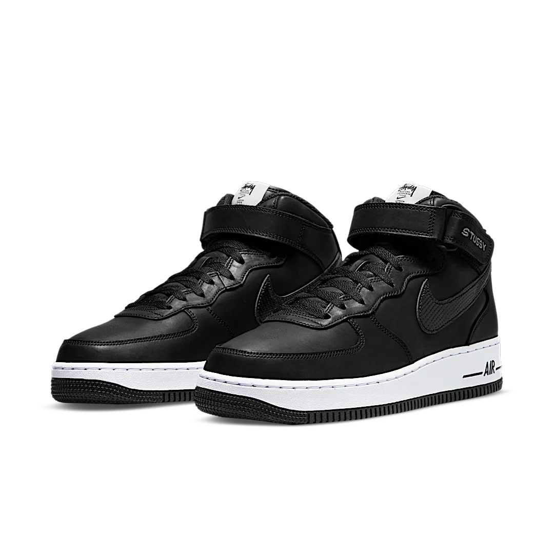 Nike Air Force 1 Mid Stussy Black White, Black/Black/White (DJ7840-001)