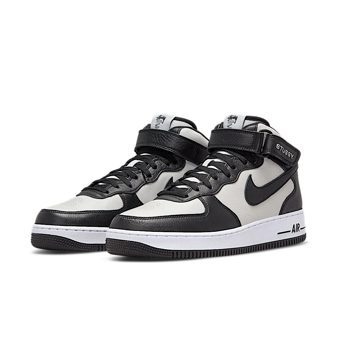 Nike Air Force 1 Mid Stussy Light Bone Black, Grey/Black/White (DJ7840-002)