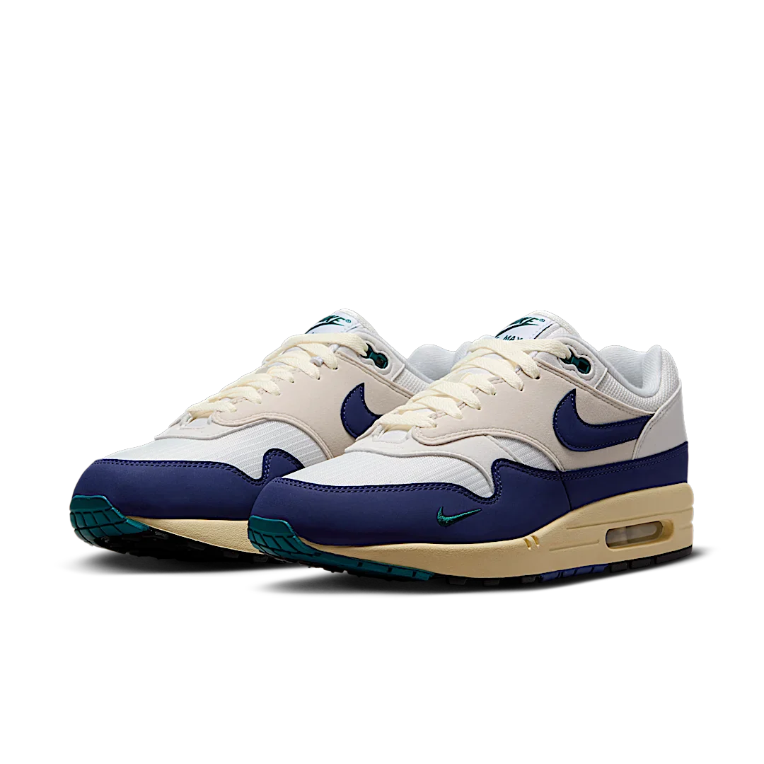 Nike Air Max 1 Athletic Department Deep Royal Blue, White/Fir/Sail/Midnight Navy/Coconut Milk (FQ8048-133)