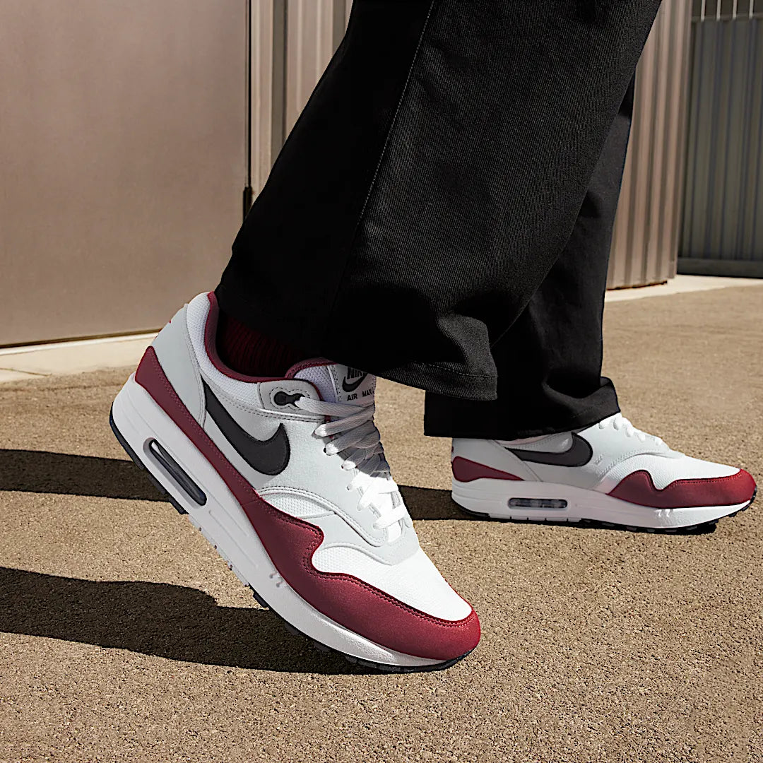 Nike Air Max 1 Dark Team Red, White/Dark Team Red/Pure Platinum/Black (FD9082-106)