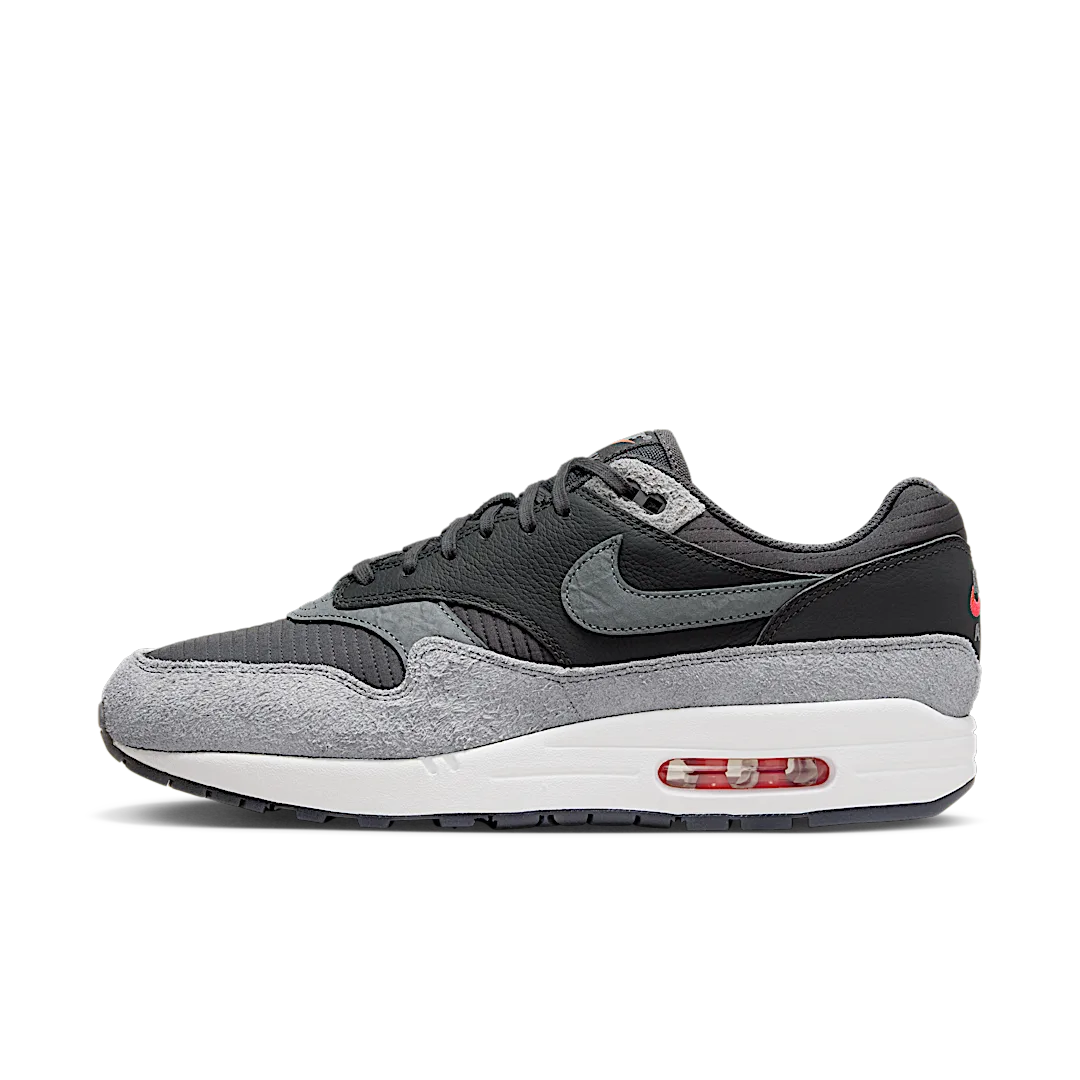 Nike Air Max 1 Premium Dark Smoke Grey, Dark Smoke Grey/Flash Crimson/Summit White/Smoke Grey (HJ9292-070)