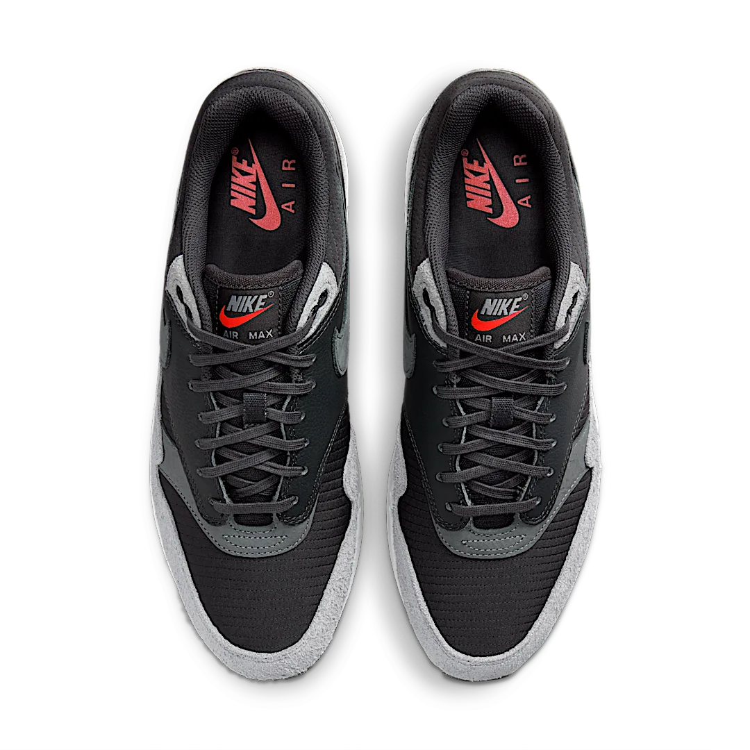 Nike Air Max 1 Premium Dark Smoke Grey, Dark Smoke Grey/Flash Crimson/Summit White/Smoke Grey (HJ9292-070)