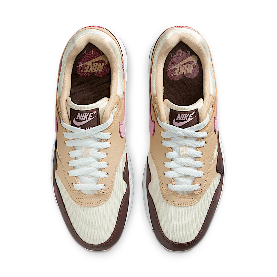 Nike Air Max 1 Valentine's Day (2024), Sail/Light Soft Pink/Coconut Milk/Varsity Red/Baroque Brown (FZ4346-200)