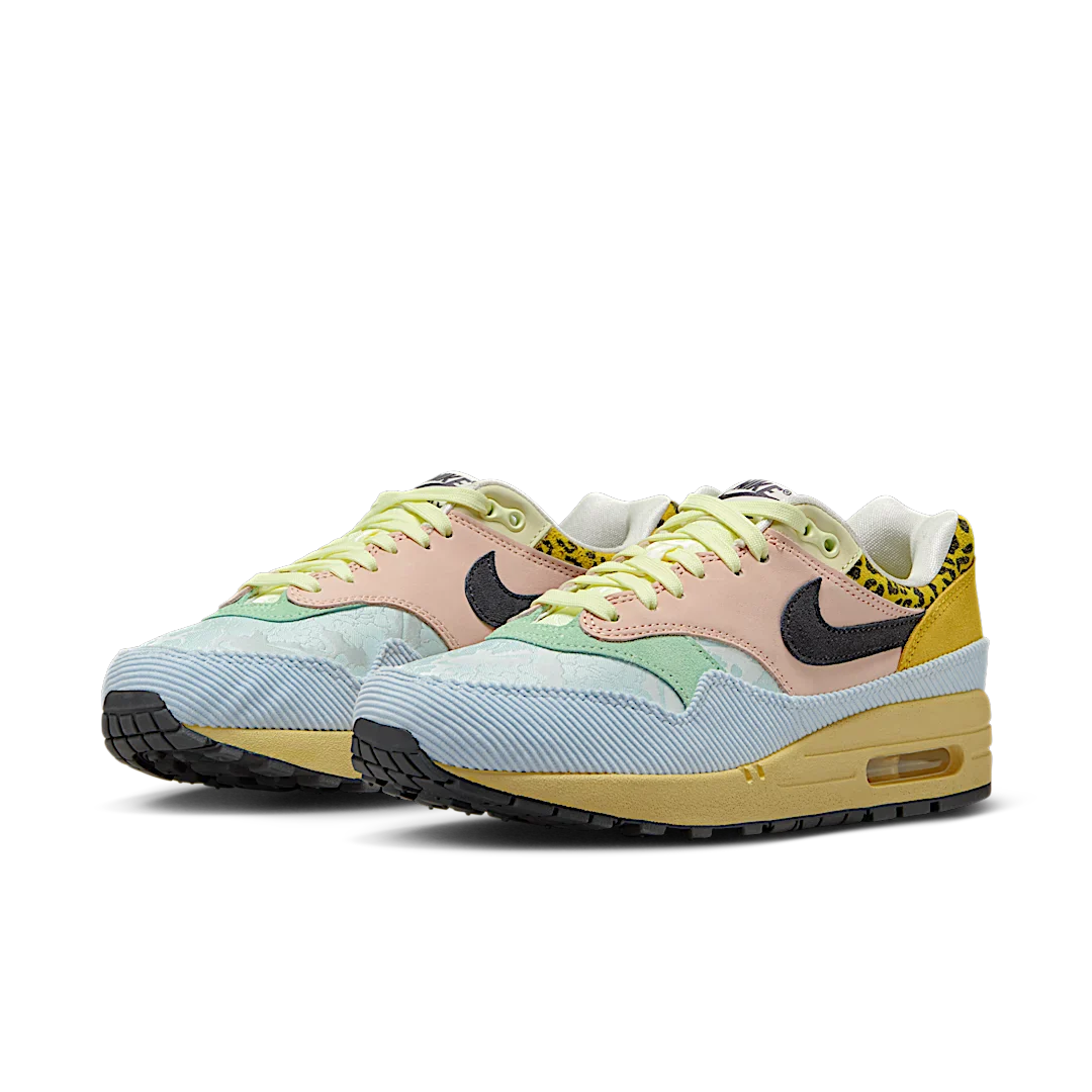 Nike Air Max 1 '87 Great Indoors Corduroy, Pink/Mustard-Sky Blue-Barely Volt (FJ4605-441)