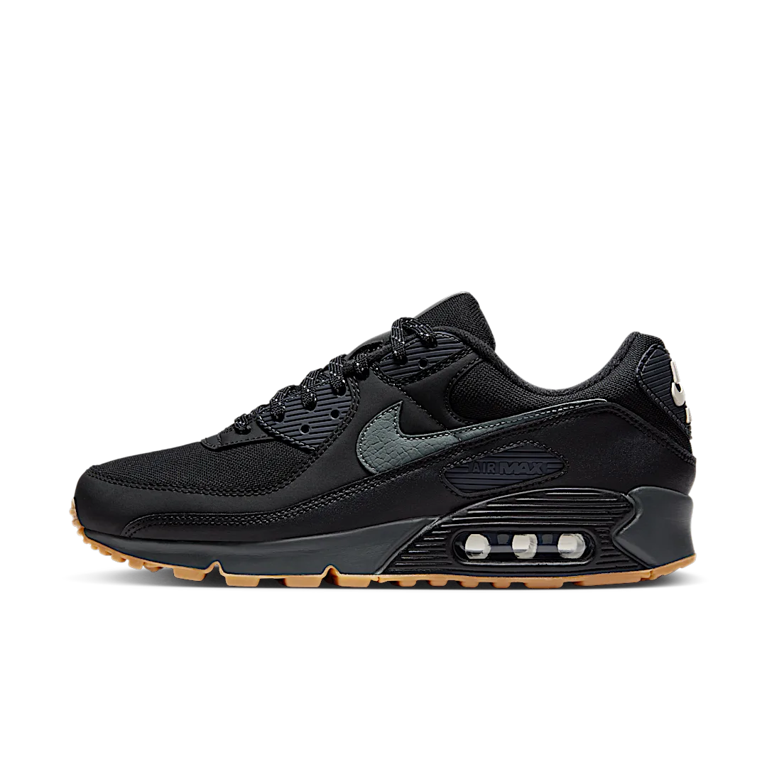 Nike Air Max 90 Black Smoke Grey Gum Reflective, Black/Anthracite/Light Orewood Brown/Smoke Grey (FV0387-001)