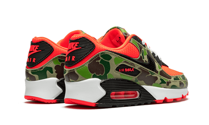 Nike Air Max 90 Reverse Duck Camo (2020), Infrared/Black-Dark Sage-Baroque Brown (CW6024-600)