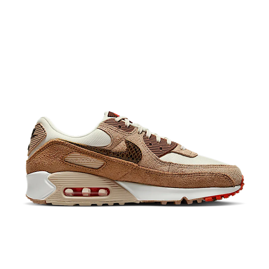 Nike Air Max 90 SE Pale Ivory Snakeskin Swoosh, Pale Ivory/Picante Red/Summit White/Oatmeal/Desert/Ale Brown (DX9502-100)