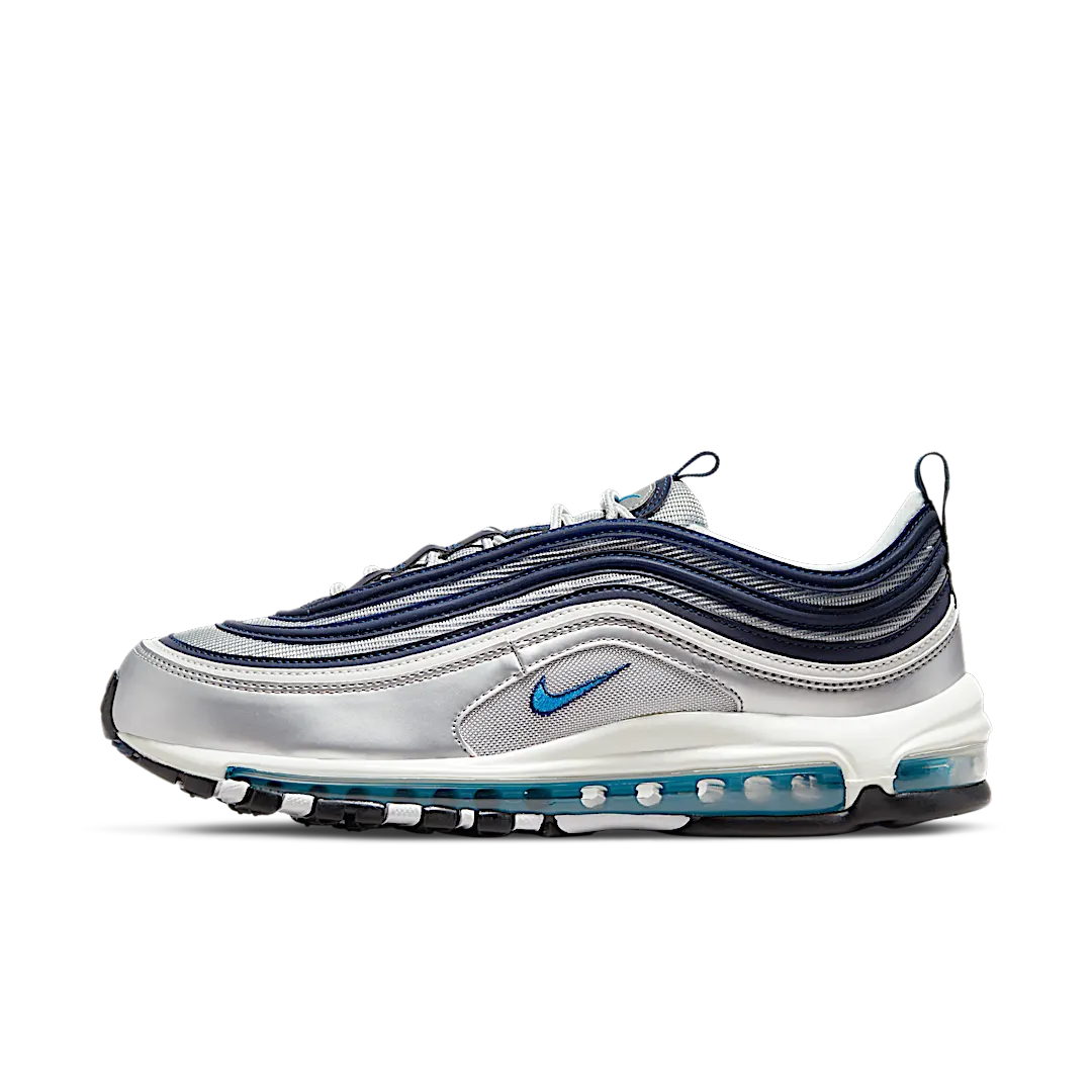 Nike Air Max 97 Metallic Silver Chlorine Blue, Metallic Silver/Chlorine Blue/White (DM0028-001)