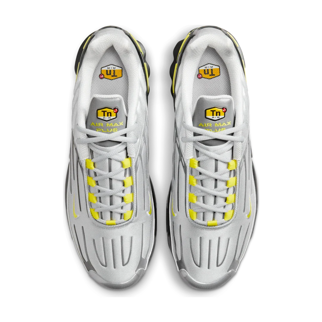 Nike Air Max Plus 3 Metallic Silver Opti Yellow, Metallic Silver/Light Smoke Grey/Obsidian/Opti Yellow (FZ4623-001)