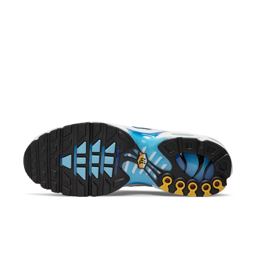 Nike Air Max Plus Spray Paint Swoosh White Blue, White/Blue/Yellow (DX8962-100)