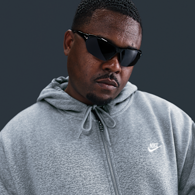 Nike Club Fleece FZ Hoodie Dark Grey Heather/Light Smoke Grey/White
