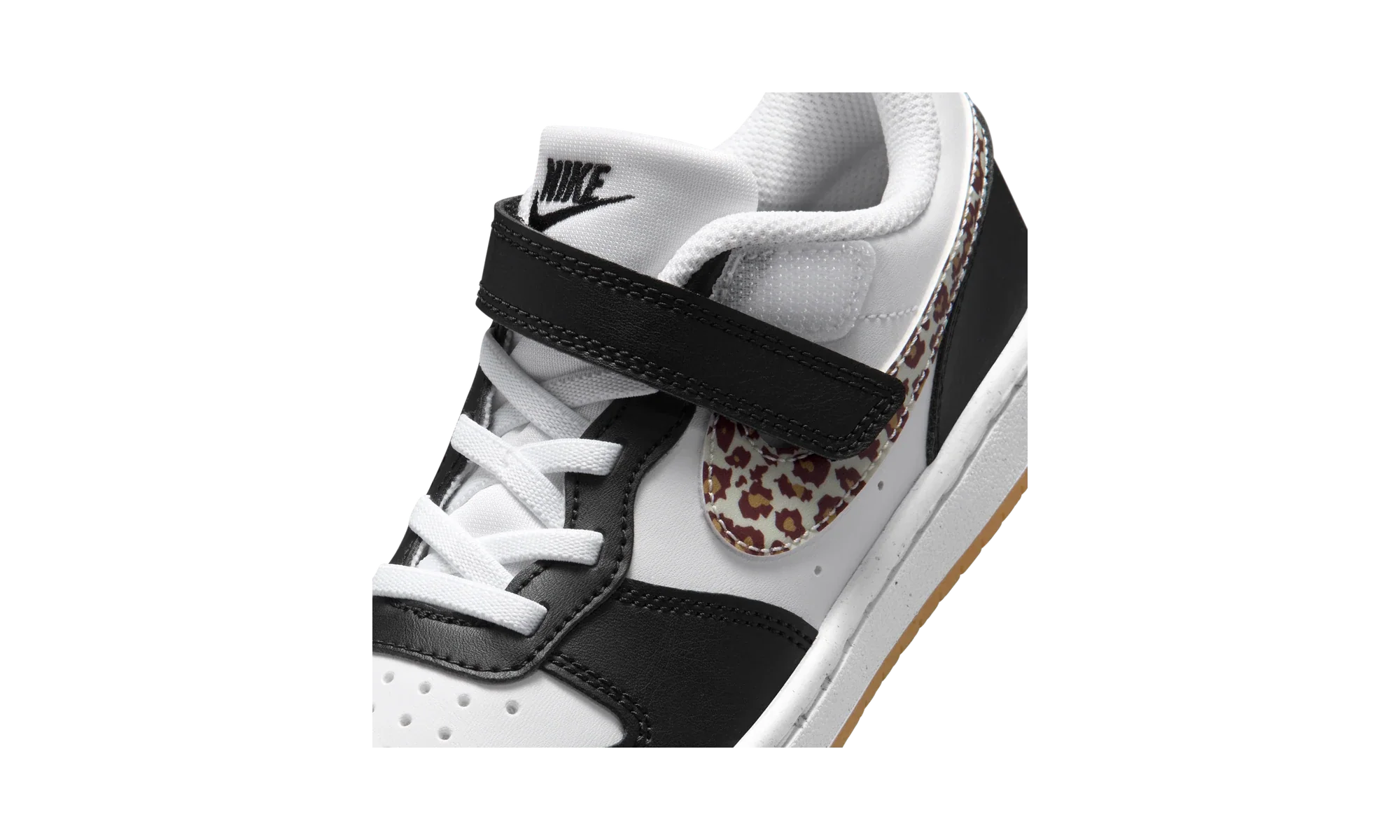Nike Court Borough Low Black White Leopard Swoosh (PS)