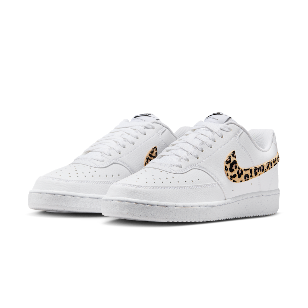Nike Court Vision Low SE White Leopard Swoosh, White/Black/Multi-Color (IM7646-100)