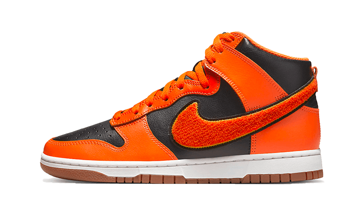 Nike Dunk High Retro Chenille Swoosh Safety Orange, Black/University Gold/Summit White/Safty Orange (DR8805-002)