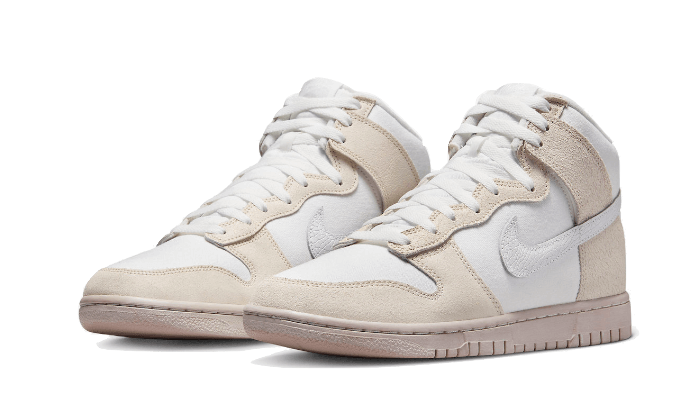 Nike Dunk High Retro PRM Cracked Leather Swoosh, Summit White/White/Phantom/Pink Oxford (DV0822-100)