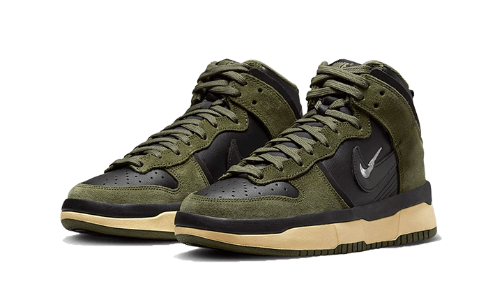 Nike Dunk High Up Medium Olive Black Velvet Brown Wolf Grey