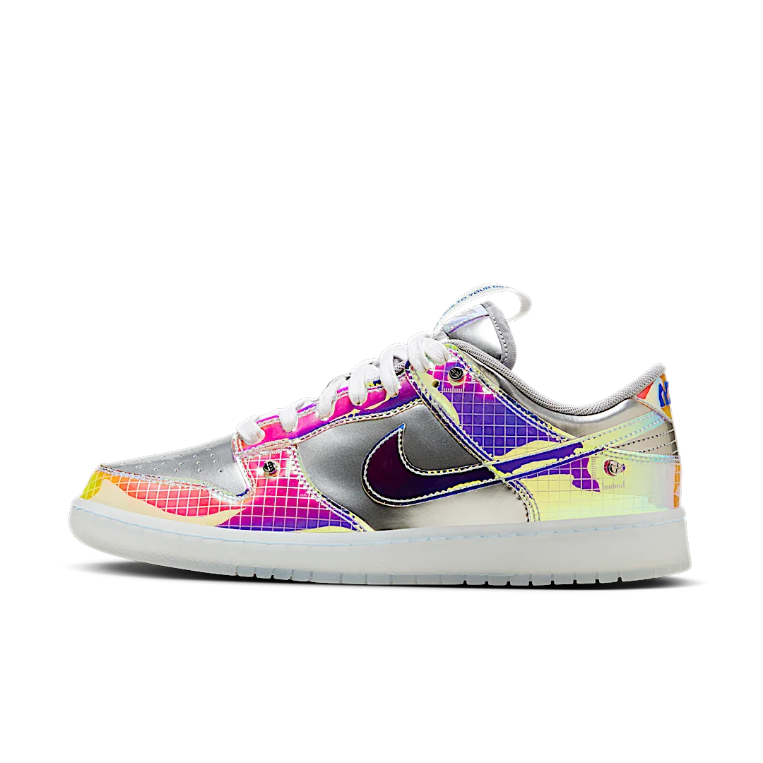 Nike Dunk Low Be True Hyperflat, Metallic Silver/Metallic Silver/White/Multi-Color (FN8882-001)