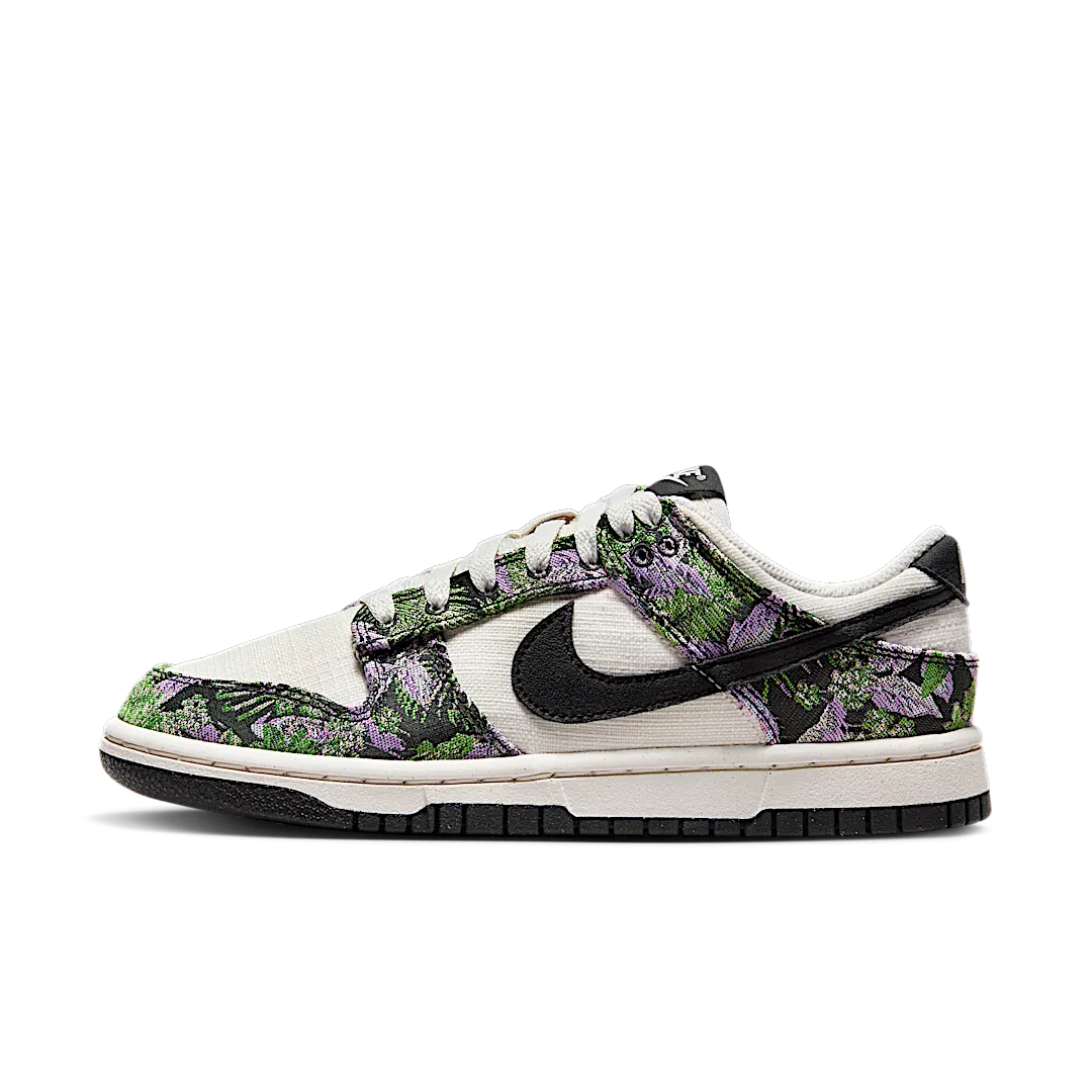 Nike Dunk Low Floral Tapestry, Phantom/Black/Light Magenta/Pink Foam/Chlorophyll/Pale Vanilla (FN7105-030)