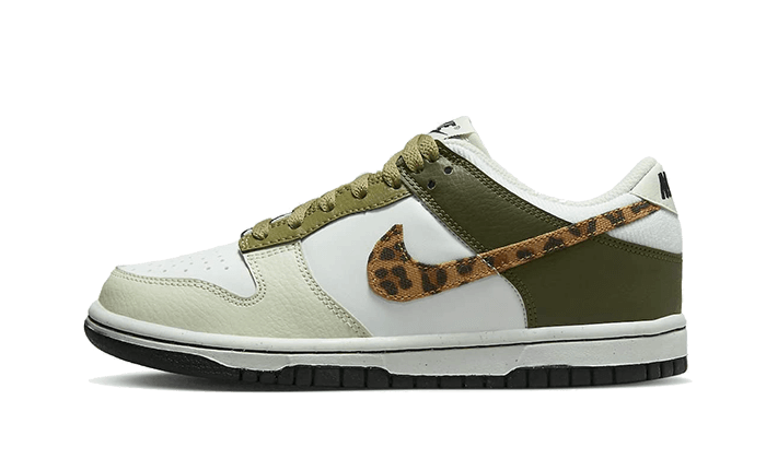 Nike Dunk Low Olive Leopard, White/Coconut Milk/Rough Green/Black (DX9282-100)