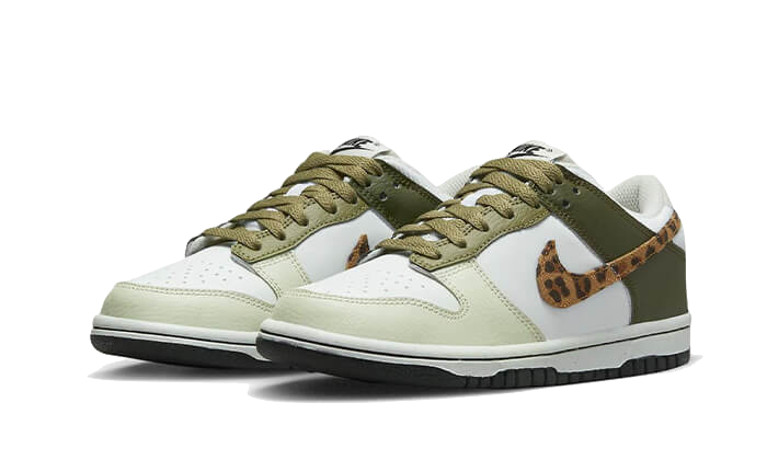 Nike Dunk Low Olive Leopard, White/Coconut Milk/Rough Green/Black (DX9282-100)