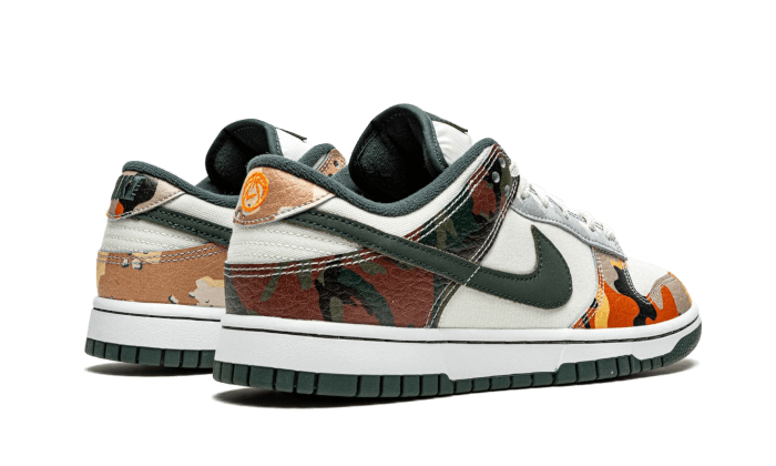 Nike Dunk Low SE Sail Multi-Camo, Sail/Vintage Green-Total Orange-White (DH0957-100)