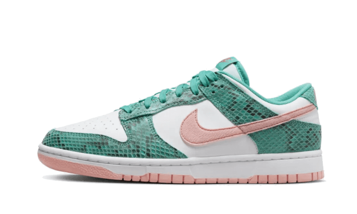 Nike Dunk Low Snakeskin Washed Teal Bleached Coral, White/Washed Teal-Beach Coral-Black (DR8577-300)