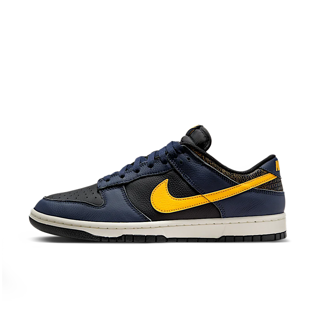 Nike Dunk Low Vintage Michigan, Black/Tour Yellow/Midnight Navy/Sail (FZ4014-010)