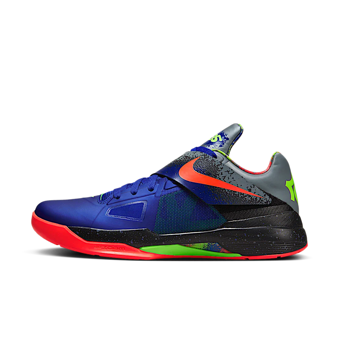 Nike KD 4 NERF (2024), Concord/Bright Crimson/Black/Cool Grey/Green Strike (FQ8180-400)