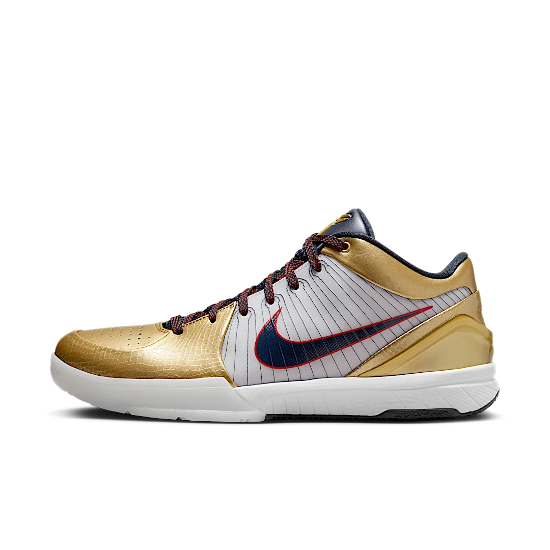 Nike Kobe 4 Protro Gold Medal (2024), White/Dark Obsidian/Varsity Red/Metallic Gold (FQ3544-100)