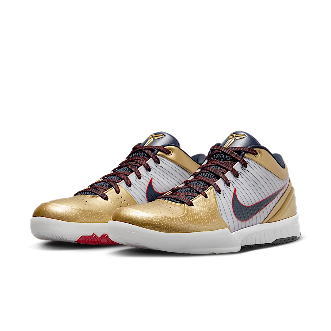 Nike Kobe 4 Protro Gold Medal (2024), White/Dark Obsidian/Varsity Red/Metallic Gold (FQ3544-100)