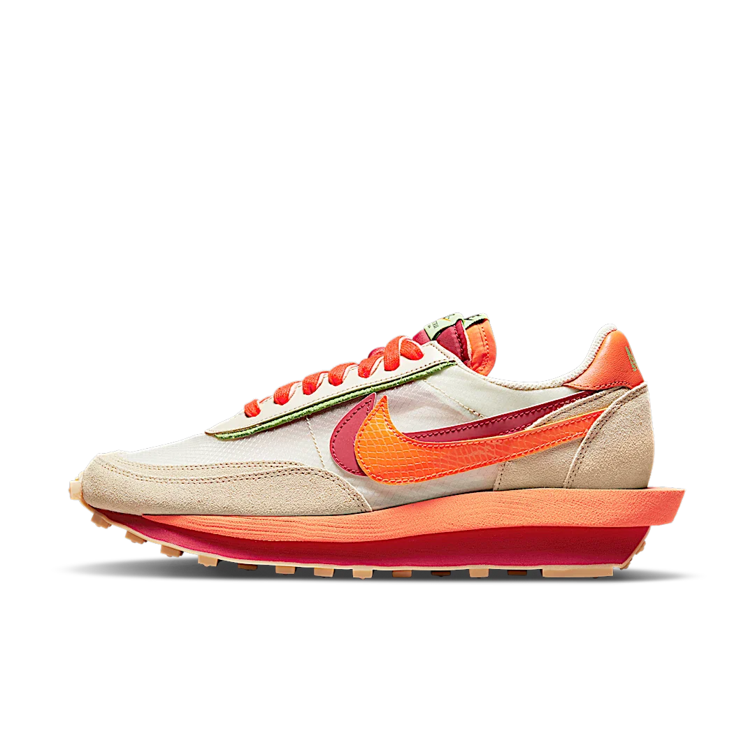 Nike LD Waffle sacai CLOT Kiss of Death Net Orange Blaze, Net/Orange Blaze-Deep Red-Green Bean (DH1347-100)