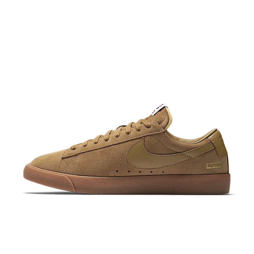 Nike SB Blazer Low GT Supreme Golden Beige, Golden Beige/Golden Beige-Gum Medium Brown-Metallic Gold (716890-229)