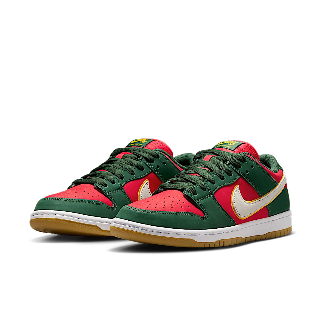 Nike SB Dunk Low Pro PRM Seattle Supersonics, Fir/White/University Gold/Fire Red (FZ1287-300)