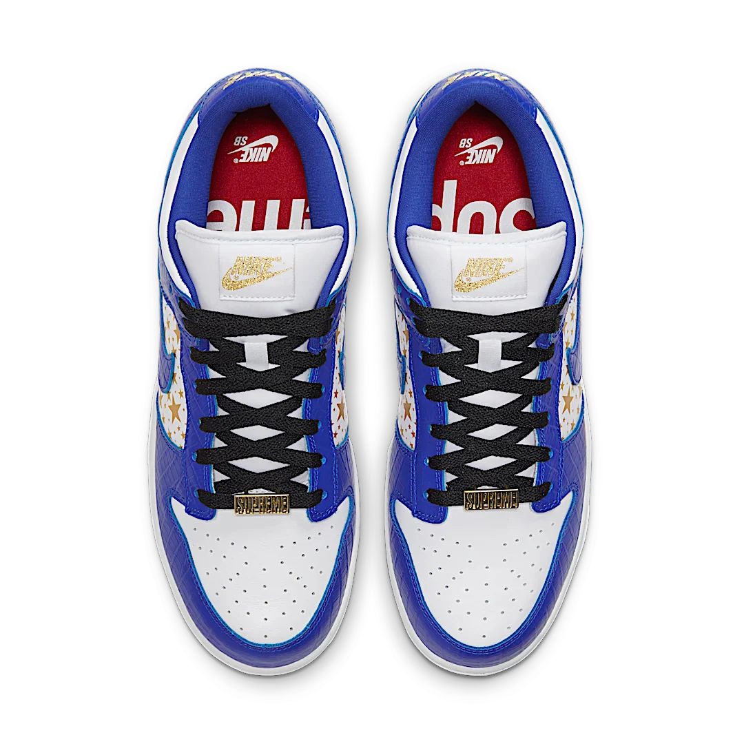 Nike SB Dunk Low Supreme Stars Hyper Royal (2021), Hyper Royal/Metallic Gold-White (DH3228-100)