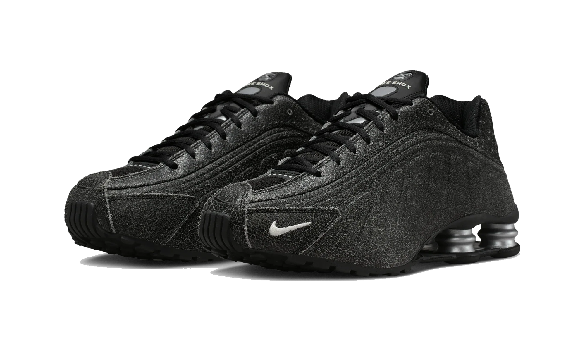 Nike Shox R4 Black Distressed Leather