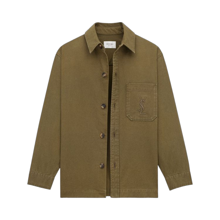 Saint Laurent Solferino Overshirt Vintage Khaki
