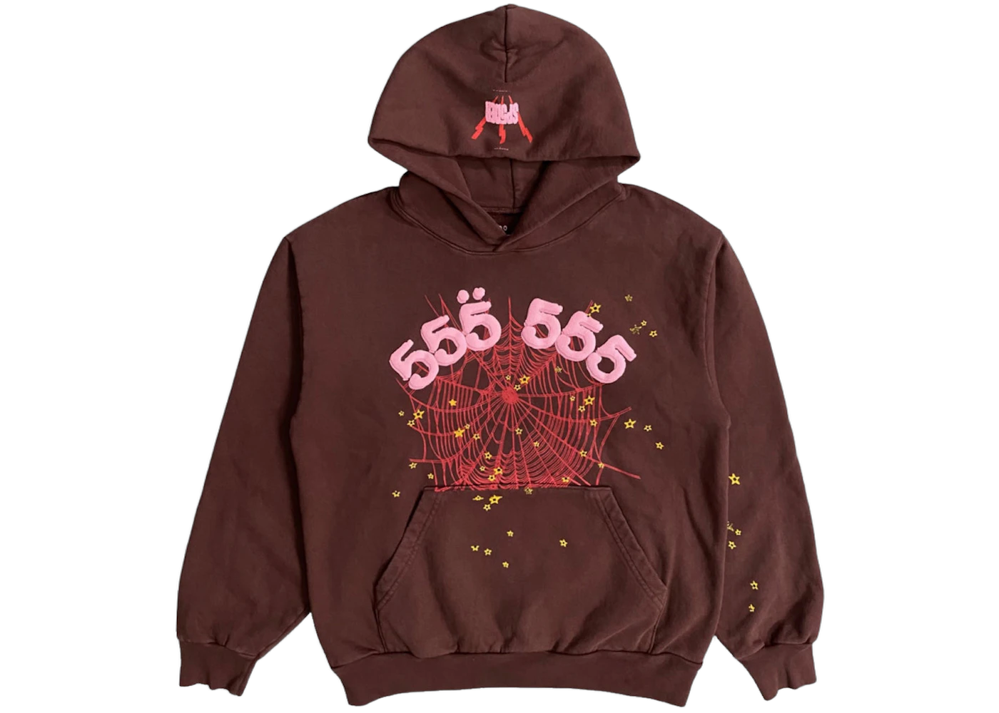 Sp5der Angel Number Hoodie Brown