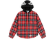 Sp5der Hooded Zip Flannel Shirt Jacket Red Plaid