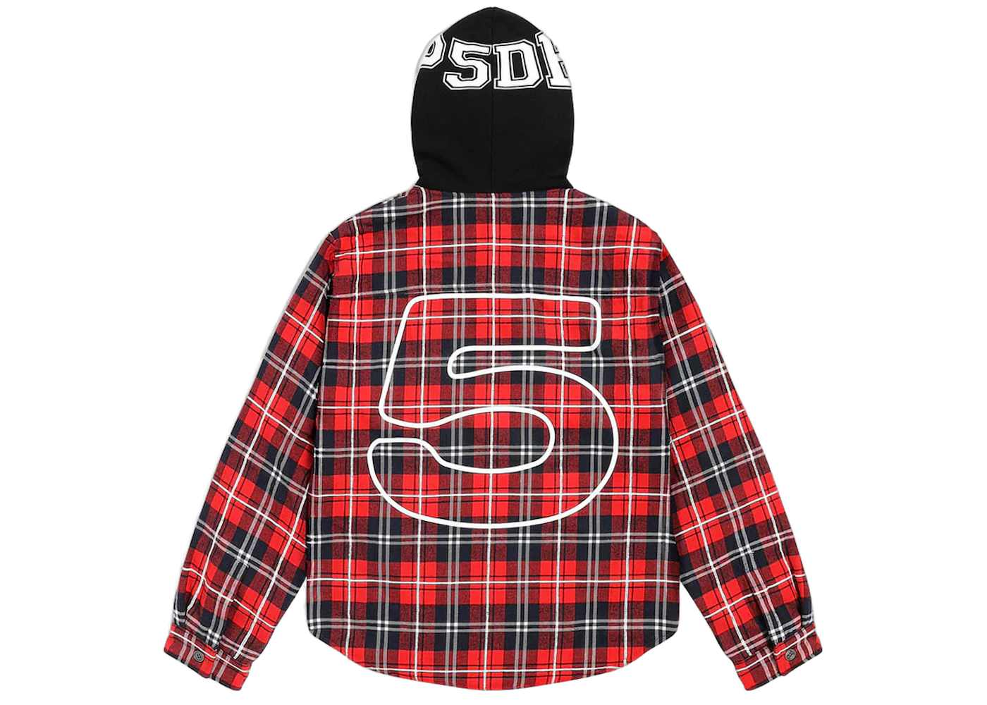 Sp5der Hooded Zip Flannel Shirt Jacket Red Plaid