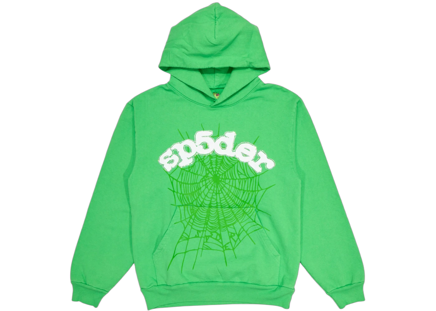 Sp5der Rhinestone Web Hoodie Slime Green
