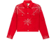 Sp5der Web Denim Cropped Trucker Jacket Red