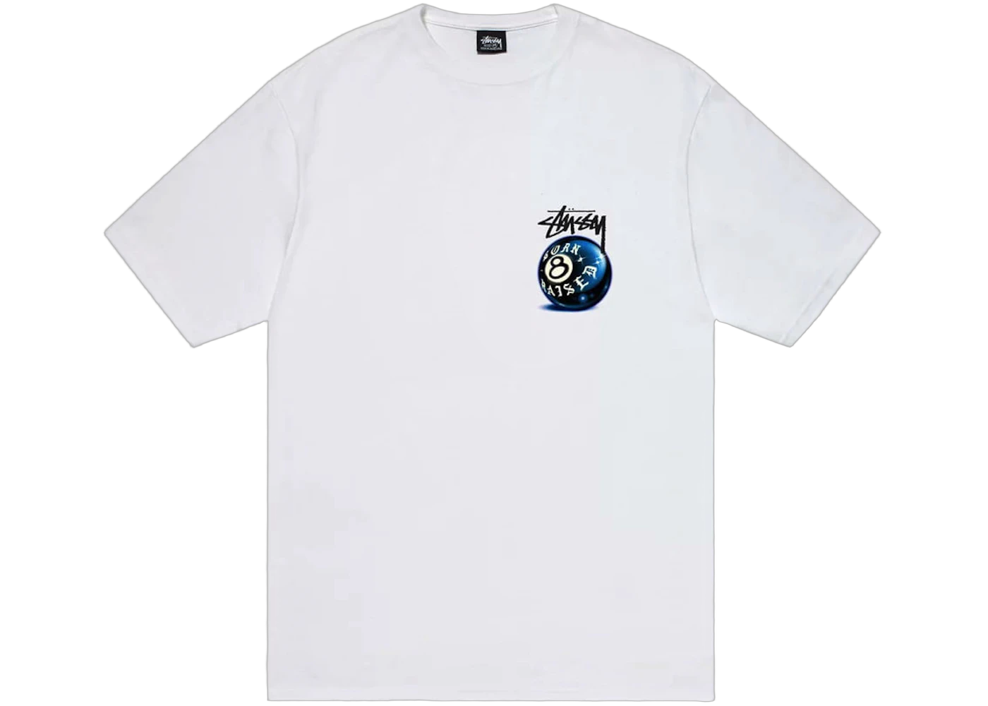 Stussy Born X Raised 8 Ball Tee White, White (stussy-born-x-raised-8-ball-tee-white)