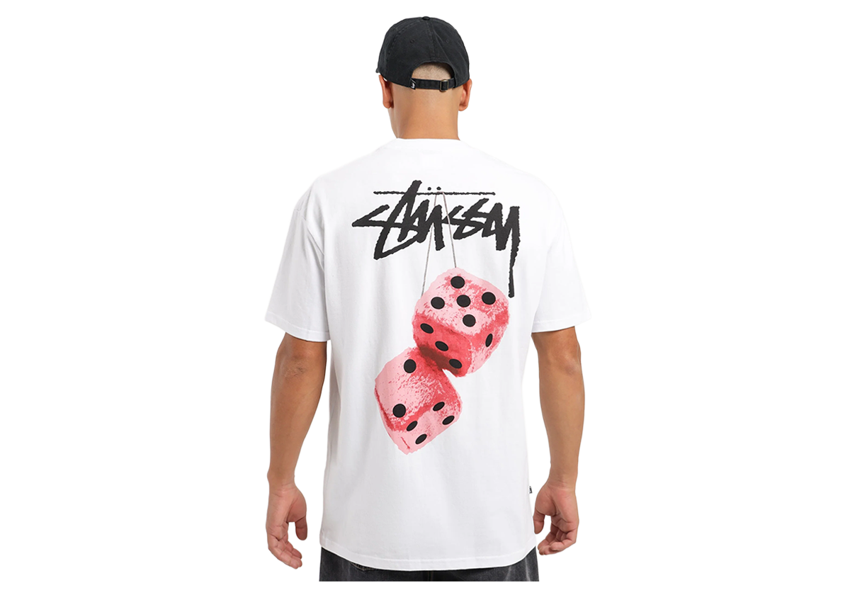 Stussy Fuzzy Dice Tee White, White (1904765-WHT)