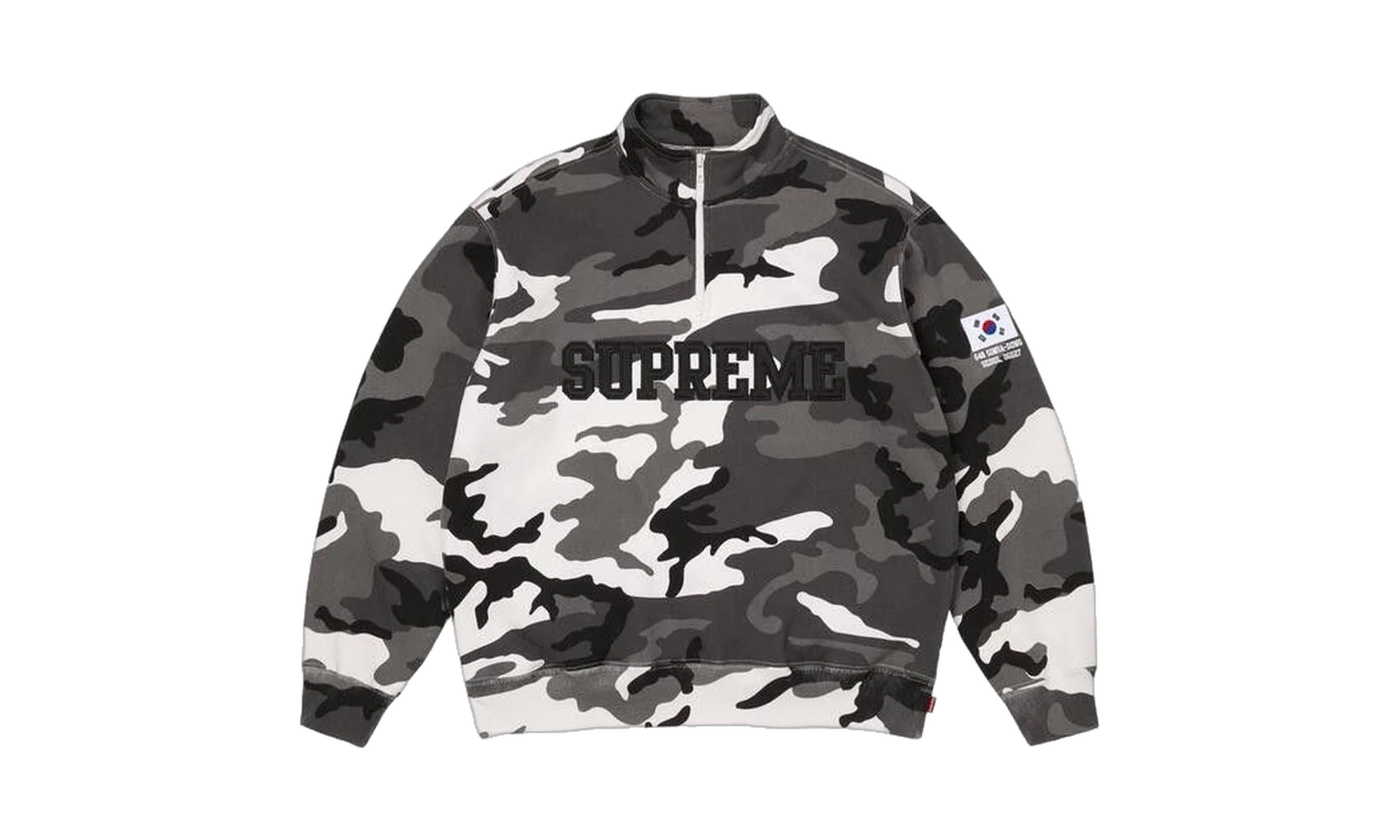 Supreme Shop Flag Half Zip Pullover Snow Camo Seoul